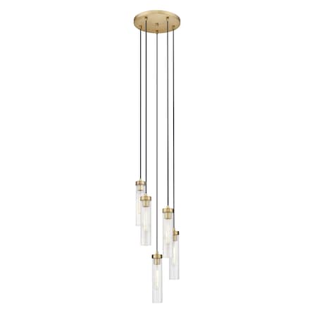 Z-Lite Beau Chandelier, 5-Light, 12 In.W x 12.75 In.H, Rubbed Brass/Clear 740P-5R-RB